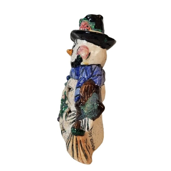 Christmas Blue Sky 2002 Snowman‎ tree luminary Heather Goldminc Snowflake Trivet - Picture 3 of 11